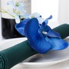 KWQBHW Handmade Orchid Flower Napkin Rings Set of 6 Blue
