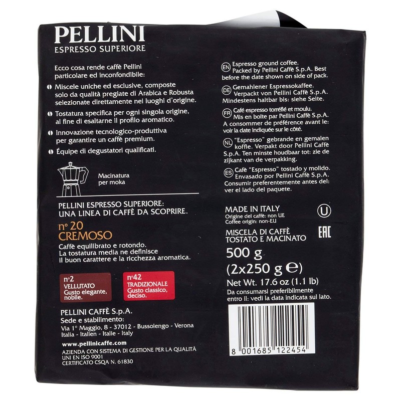 Pellini No. 20 Cremoso Ground BiPack - 2 x 250