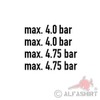 #A5778 Tyre Pressure Sticker 4.0 4.75 Bar Wheel Loader Truck