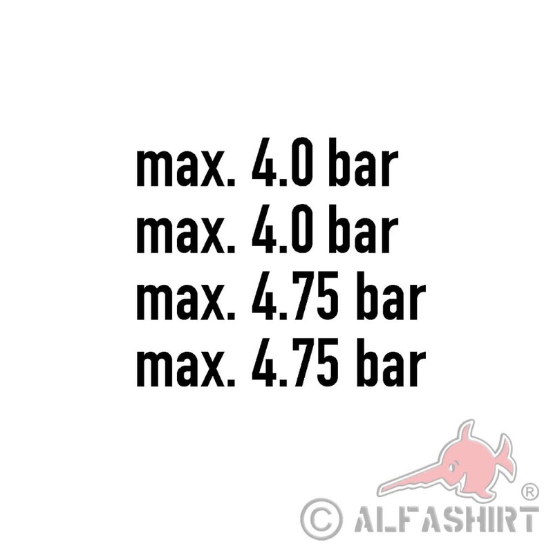 #A5778 Tyre Pressure Sticker 4.0 4.75 Bar Wheel Loader Truck