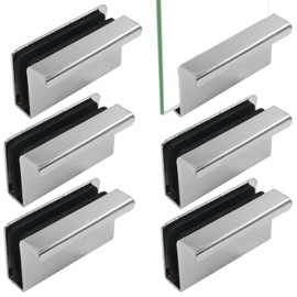 Unlorspy 6Pcs Glass Finger Edge Pull 1.6 inch Steel Glass Clip Handle Rectangular Cabinet Door Window Display Handle Clips for Kitchen Bathroom Cabinet Door (Silver)
