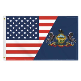 3×5 FT USA Pennsylvania Flag, Large 150D America Pennsylvanian Outdoor Banner,Double Side Printing American Decor For Patio Garden With Brass Gromment