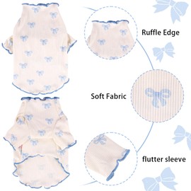 Yoolhamy Small Dog Clothes Extra Small Dogs Spring Summer Dress Cute Soft and Breathable Outfits for Female Chihuahua Shih Tzu Yorkshire Puppy Cats (Blue, Medium)