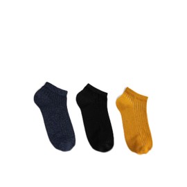 Koton Men's 3-Pack Bootie Socks Set Multicolor, MID INDIGO(740), One Size