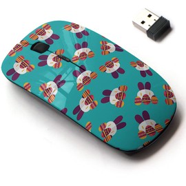 2.4G Wireless Mouse with Cute Pattern Design for All Laptops and Desktops with Nano Receiver - Easter Bunny Flat