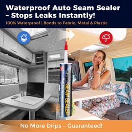 Automotive Seam Sealer-Professional Grade High Strength Waterproof Adhesive for Auto Trucks Body Repair, Rust & Leak Prevention-Quick Paintable Sealant for Metal,Plastic-10.5Oz,RV Sealant White(2)