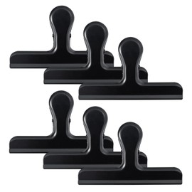 komstuon 6 Pack Bulldog Clips Large,4.7 Inch Long Metal Large Bull Clips, Black Stainless Steel Metal Clips for Food Bags, Crafts Drawing,Photo, Office Files and Papers(Black)