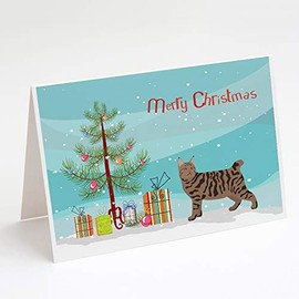 Pixie Bob #3 Cat Merry Christmas Greeting Cards and Envelopes Pack of 8