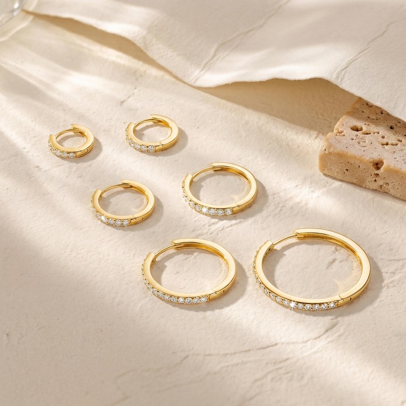 BEAUSPA Gold Hoop Earrings 14K Gold Hoop Earrings for Women