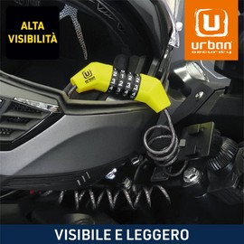 URBAN UR446 Antifurto Casco Moto Lucchetto con Codice Cavo Blocco Bicicletta Caschi Catena Bici Acciaio Rullo Cavetto Combinazione Codice Ø4, 150cm Leggero Mini Monopattino Lucchetti Tsa Bagaglio