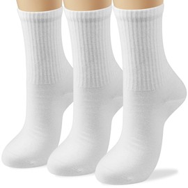 COTTON DAY Womens Soft Cotton Athletic Crew Socks All White Shoe Size 9-11