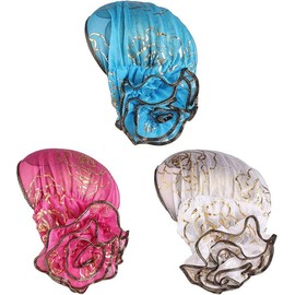 Cap Stretchy Hair Wrap for Women Headwrap Headscarf Bonnet Cap Hair Loss Hat Pack of 3 (AU, Alpha, One Size, Light Blue-Pink-White)