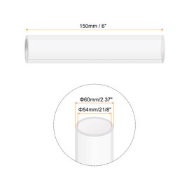Rebower 6" Clear Plastic Rigid Pipe 54mm x 60mm(2 1/8" x 2.375") Acrylic Tube Round Polycarbonate Tubing, [for Plumbing, Hydraulics, Aquarium, DIY]