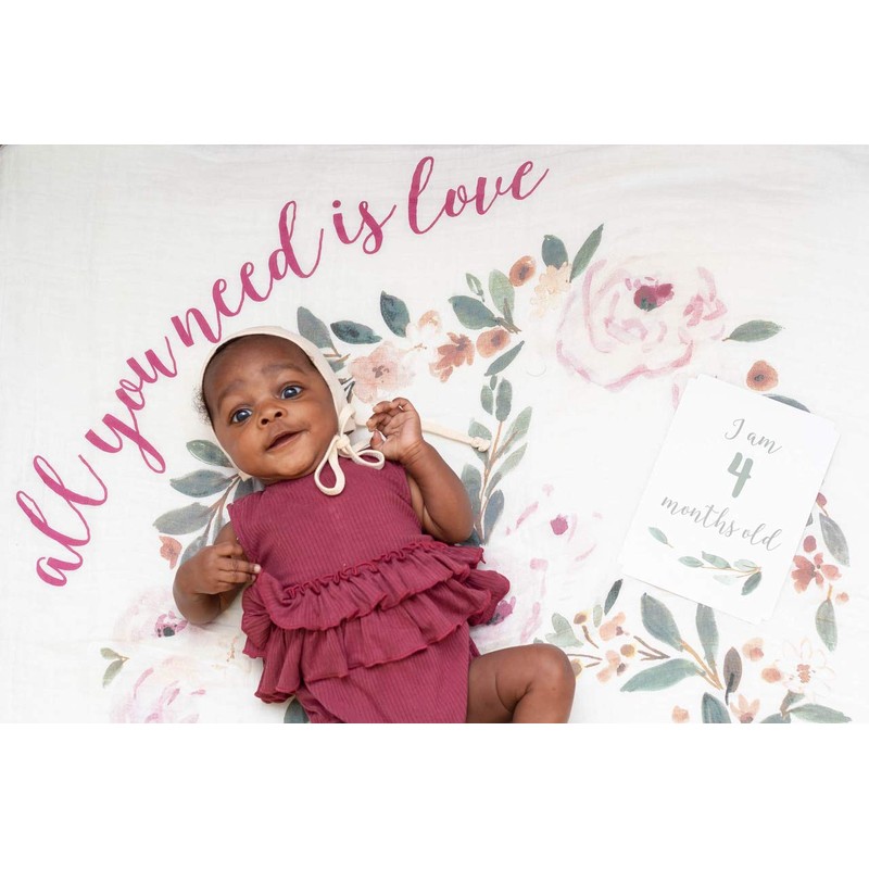 Lulujo Single Cotton Swaddle & Cards - All You Need