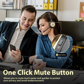 Earbay Wireless Headset, Bluetooth Headset with Microphone - Bluetooth 5.3 & 2.4G USB Dongle, 50H Playtime, AI Noise Cancelling Mic, Mute Function, Charging Dock for PC/Phone/Zoom/Call Centers