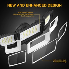 Onforu 100W LED Security Lights Motion Sensor Light Outdoor, 9000lm Super Bright Flood Light Motion Detector with 3 Head, IP65 Waterproof Exterior Floodlight, 6000K Wall Light for Entryway, Garage