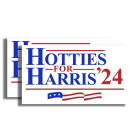 Hotties for Harris 2024 Cute Brat Sticker - Kamala Harris 2024 Presidential Political Campaign Election Decal - Car Truck Bumper Laptop Flat Surface Sticker - 5 Inches 2 Pack - Made in USA - AAS0177