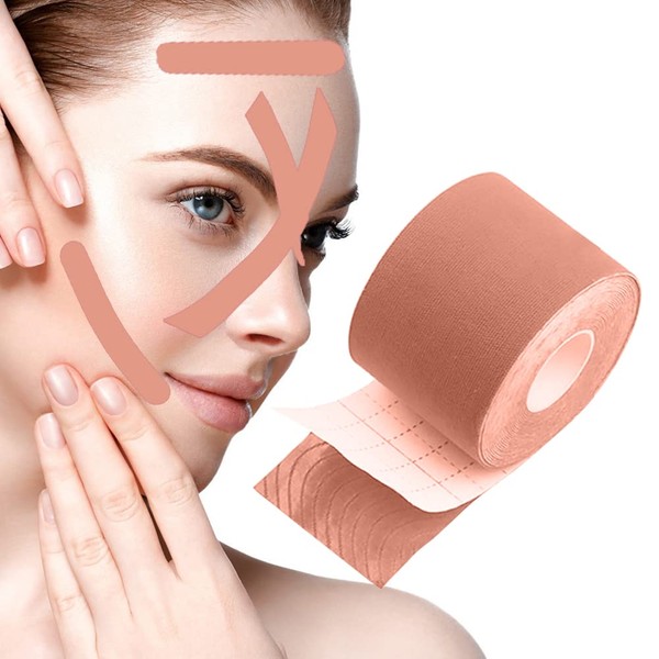 Face Lifting Tape, Anti-Wrinkle Patches, Myofascial Face Tightening Band, Multifunctional Face Tape for Tightening and Firming the Skin, 2.5 cm x 5 m, Skin-Coloured