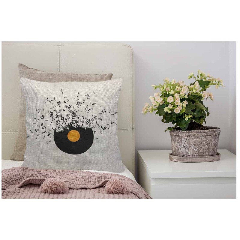 WONDERTIFY Record Muisicnotes Cushion Cover Notes Floating Decorative Throw Pillow