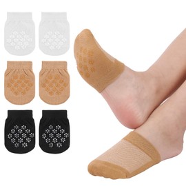 Zuimei 6 Pairs Toe Topper Socks, No Show Liner Half Seamless Socks Non Slip Half Socks Soft Half Cover Invisible Seamless Liner Socks Toe Covers Socks for Women(Black+White+Nude)