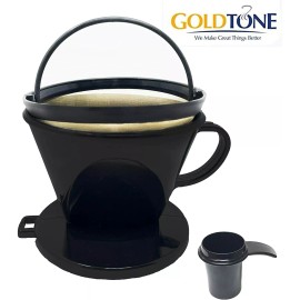 GoldTone #2 Cone Style Pour Over Coffee Dripper, Portable Pour Over Coffee Filter 1-6 Cup