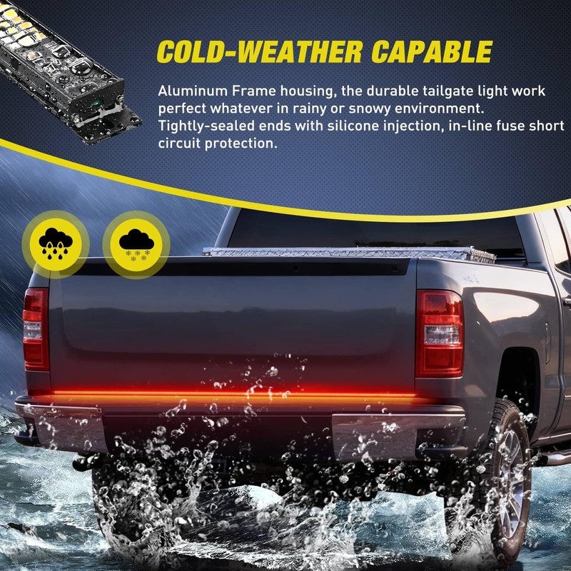 Nilight Truck Tailgate Light Strip 60" Aluminum FrameTriple Row Light