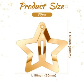 BOHUIZ 50 PCS Star Hair Clips, Snap Star Hair Barrettes Cute Gold and Silver Barrettes Y2K Accessories for Long Short Wavy Curly Straight Non-Slip Clips for Women