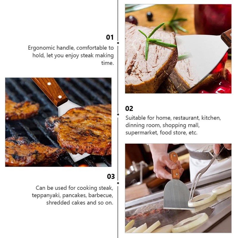 Mobestech 3pcs Stainless Steel Grill Turner Ergonomic Non Slip Handle