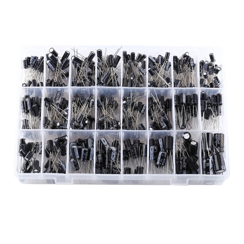 500pcs 24 Values Aluminum Electrolytic Capacitor Assorted Kit 10V~50V 0.1uF