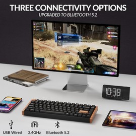 Keychron K2 HE Rapid Trigger Wireless Custom Mechanical Keyboard with Hall Effect Gateron Double-Rail Magnetic Switch, QMK 2.4 GHz Bluetooth 5.2 RGB Compatible with Mac Windows Linux (Aluminum + Wood)