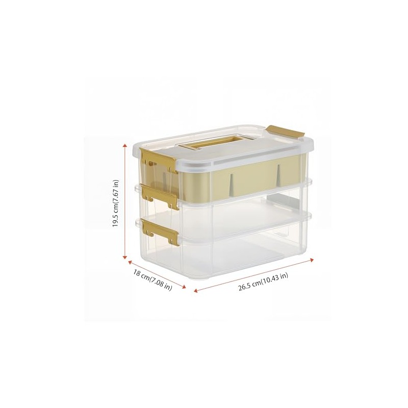 UNGFEI 3 Layer Plastic Storage Container with Lid, Multipurpose Plastic