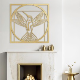 SIGNLEADER Metal Wall Art Decor Peace Dove Minimalist Modern Abstract Wall Sculpture Hangings Home Decoration for Living Room, Bedroom, Bathroom, Kitchen - 30" Gold