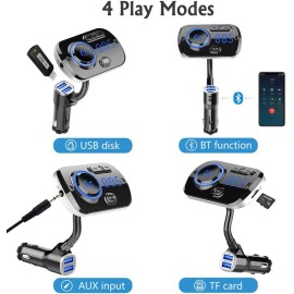 Luckyu Bluetooth 5.0 FM Transmitter Car Kit Wireless Radio Adapter Dual USB QC3.0 Siri