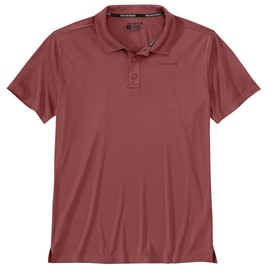 Carhartt Men's Force Sun Defender Relaxed Fit Lightweight Short-Sleeve Polo, Crimson Moss Heather, Large