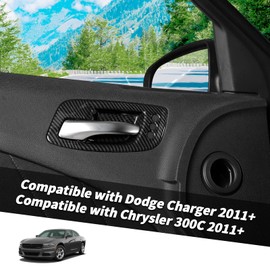 Jimen Compatible with Dodge Charger 2011-2023 / Chrysler 300C 2011-2023, 6PCS Inner Door Handle Bowl Cover Trim (Carbon Fiber)