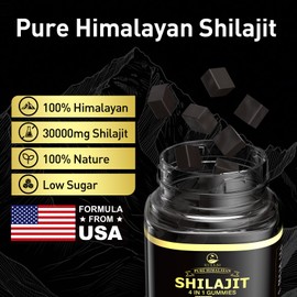 Eullsi Pure Shilajit Gummies for Men & Women, Organic Ashwagandha Gummies, 85+ Trace Minerals & 75% Fulvic Acid for Energy, Stamina & Immune Support, Vegan Non-GMO, 60 Count
