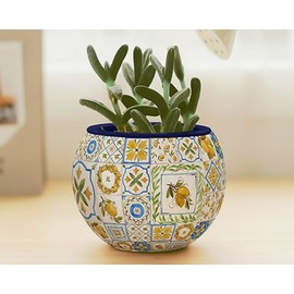 PieceRelax 3D Puzzle Planter - Retro Tiles - Danish Folklore Style, Home Decor Flower Pots for Indoor Cactus, Succulents Pots [K1104]
