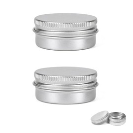 FsGrg Aluminum Cans Cream Case 15ml Set of 2 Round Refill Containers Divided Containers Replacement Containers Easy to Carry Travel Essentials Silver