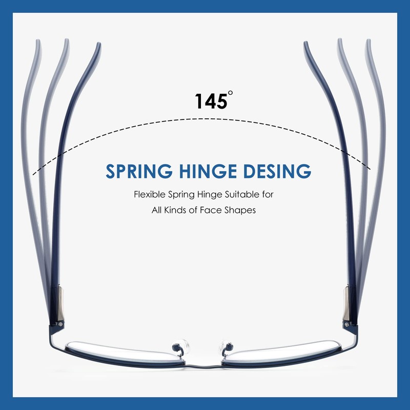 FEIVSN Metal Reading Glasses For Men, Blue Light Blocking Computer