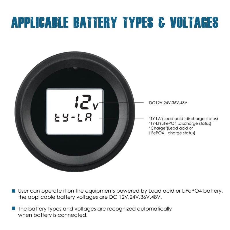 Runleader RL-BI052A Battery Power Meter Voltage Meter for Battery Powered