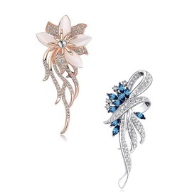 TOZBLEU 2 x women's brooch, lapel pins for women, fashion alloy flower, elegant rhinestone pin brooch for clothing, dress, decoration, jewellery, broche bouquet de mariage