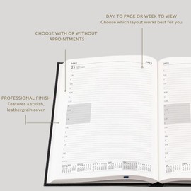 Collins Essential 2025 Business Diary - A5 Day to a Page Planner with Leathergrain Hardback Cover - Maroon - ESSA53.78-25