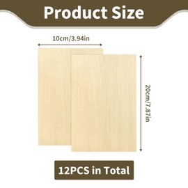 12 Pack Balsa Wood Sheets, 200x100x1.5mm Thin Plywood Sheets for DIY Crafts, Model Making, Art Projects, Painting, Engraving, and School Projects, Ideal for Woodworking and Sculpture
