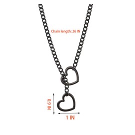 Vurotry Heart Slip Chain Necklaces for Women Slip Chain Necklace Punk Rock Adjustable Sliding Chain Y Necklace Jewelry (black)