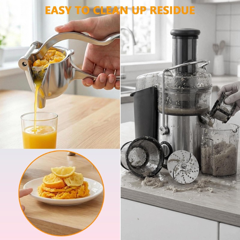 Manual Juicer and Lemon Squeezer, Heavy Duty 0.6L Aluminum Citrus