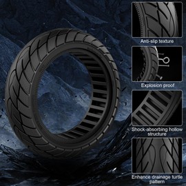 Cooryda 60/70-6.5 Scooter Tire, 10x2.50 Solid Scooter Tire 10 inch Electric Rubber Tubeless Wheels for Ninebot G30 Max / G30D Front or Rear Replacement Tires 2pc Black
