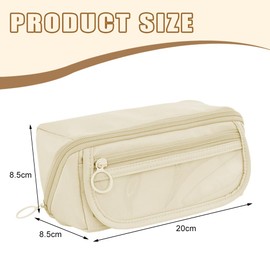 Lvjkes Pencil Case with 9 Compartments and Large Capacity, Multifunctional Large Opening Pencil Case, Durable and Waterproof, for Children, Women, Men, Teenagers (Beige), beige, Fashion
