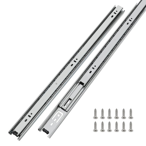 LONTAN 10 Pair Drawer Slides Silver Side Mount Drawer Slides-22 Inch Cabinet Drawer Glides Tool Box Trash Can Slider Kitchen Glides Heavy Duty Ball Bearing Drawer Rails 100LB Capacity Drawer Runners