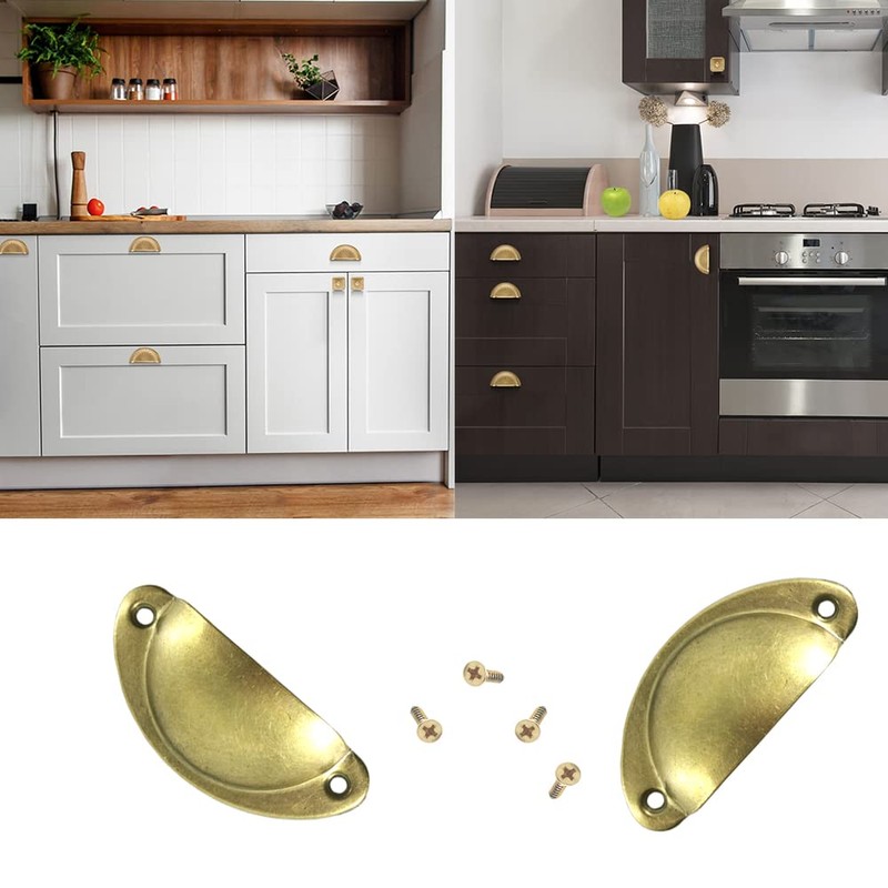 Ruidee 12 Picecs Shell Cup Handles Vintage Half Moon Drawer