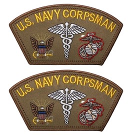 Navy Corpsman Patch Fleet Marine Force FMF (Desert Tan, 2 unidades)